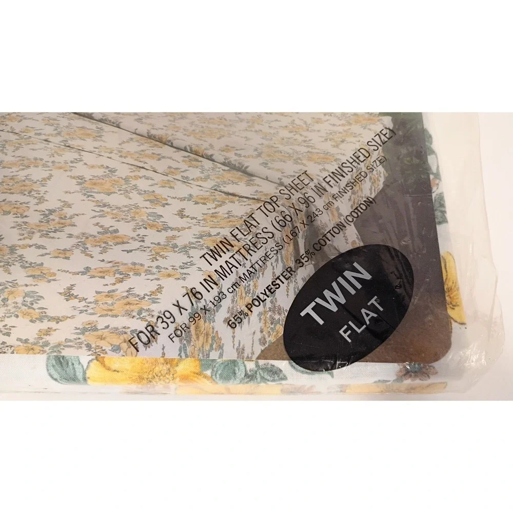 NOS Vintage Cannon Monticello Flower Clusters Floral Twin Flat Top Sheet 66X96